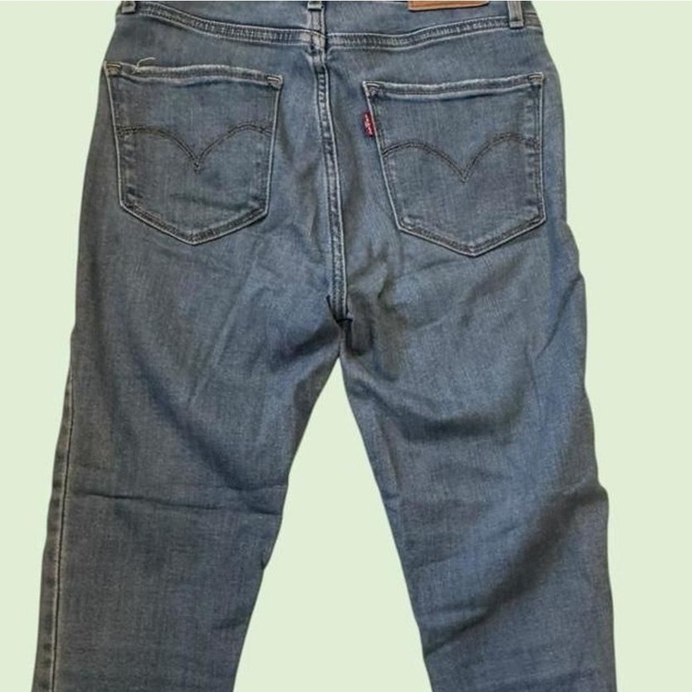 Levis 721 High Rise Skinny Jeans Medium Wash Distressed Fray Hem Size 26 - Picture 5 of 7